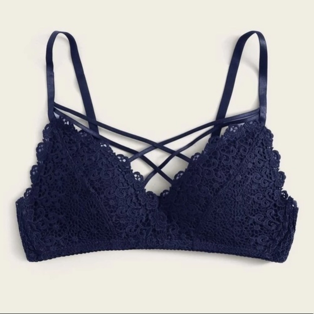 Lace bralette padded blue adjustable straps